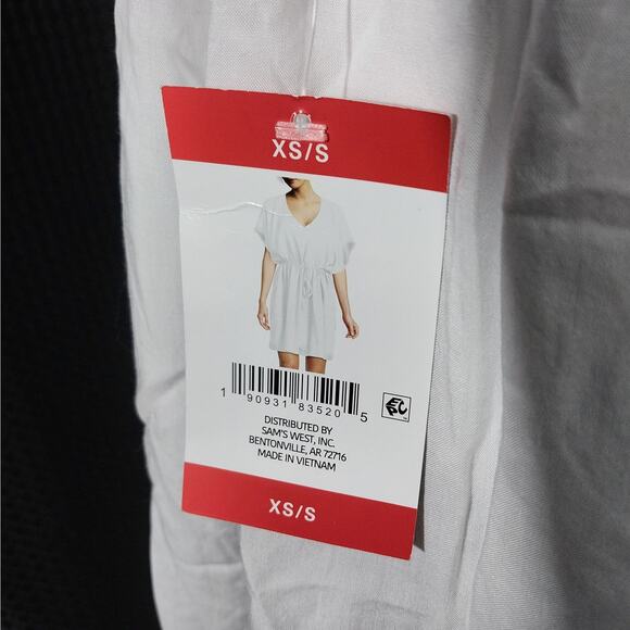 NWT! LANDS' END! SHEER WHITE MODAL DRAWSTRING WAIST MINI DRESS, SHIFT! SZ XS-S - Picture 6 of 12